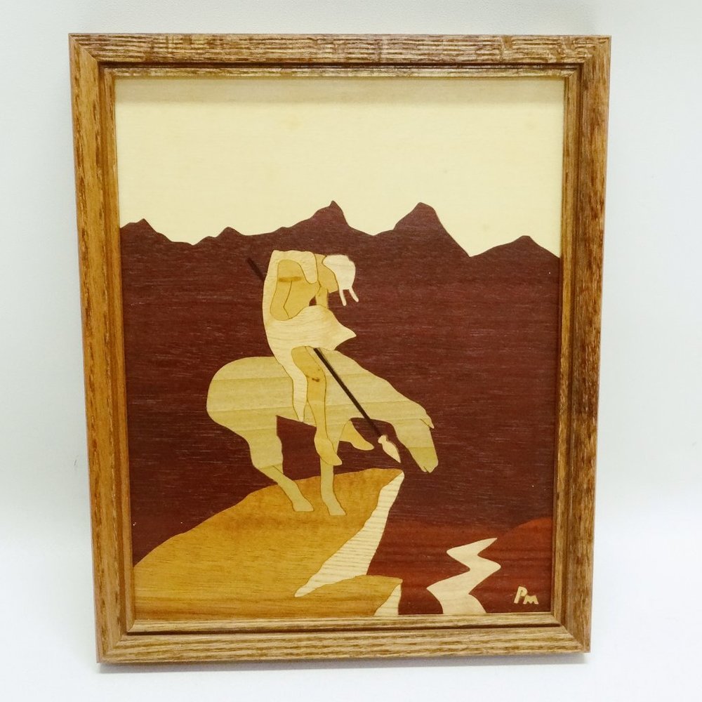 UNSIGNED FRAMED WOOD ON WOOD PICTURE ~ Unique, One-of-a-Kind